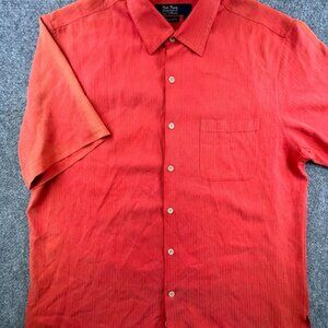 Nat Nast Button Up Shirt Mens Large Orange Silk Luxury Originals American Fit **